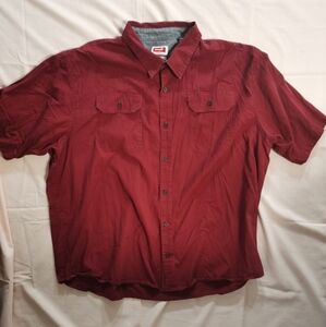 Wrangler Flex For Comfort Men's Short Sleeve Burgundy Button Up Shirt 3XL